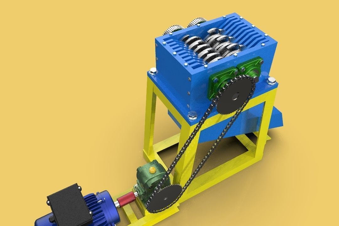 INDUSTRIAL PLASTIC CRUSHER SHREDDER MACHINE FOR WASTE RECYCLE 3D model_4