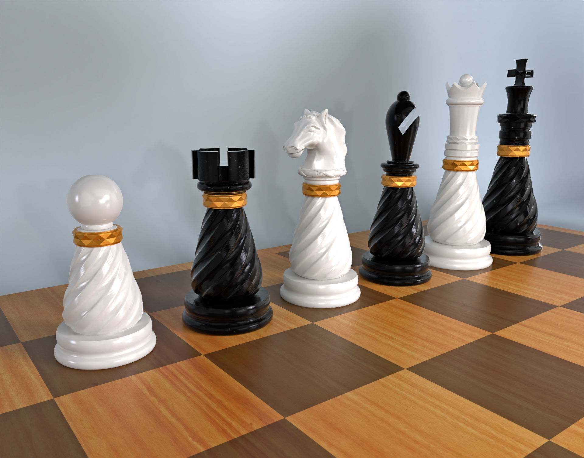 3D Collectible Luxury  Chess Pieces 3D Print Model 3D print model_4