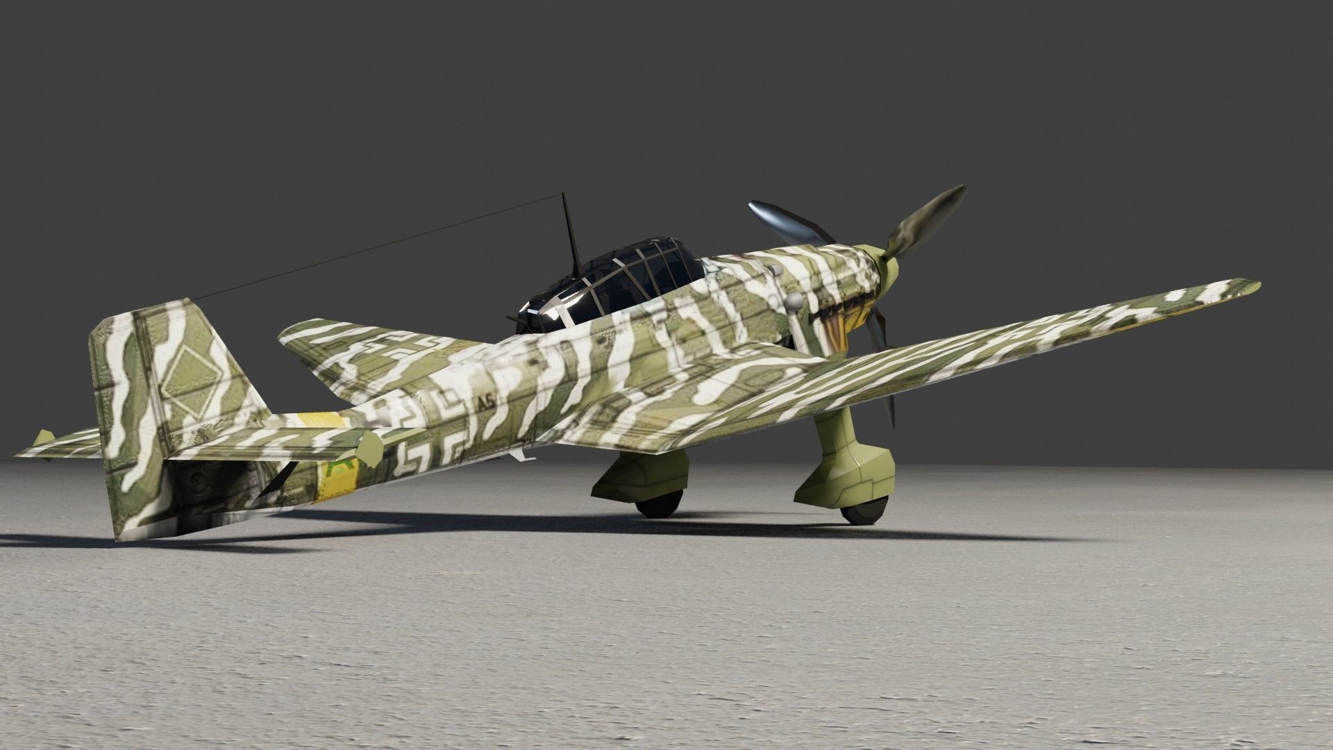 Junkers Ju-87 Stuka WW2 bomber Low-poly 3D model_7