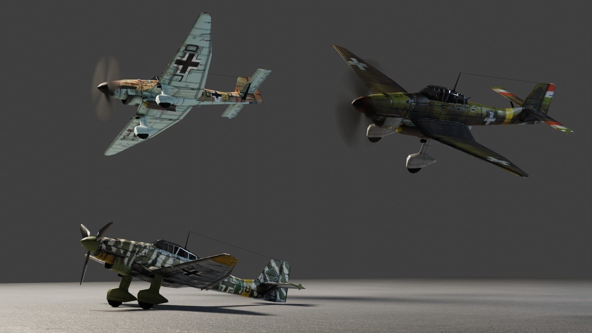 Junkers Ju-87 Stuka WW2 bomber Low-poly 3D model_3