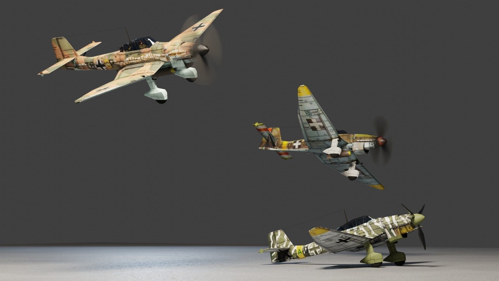 Junkers Ju-87 Stuka WW2 bomber Low-poly 3D model_4