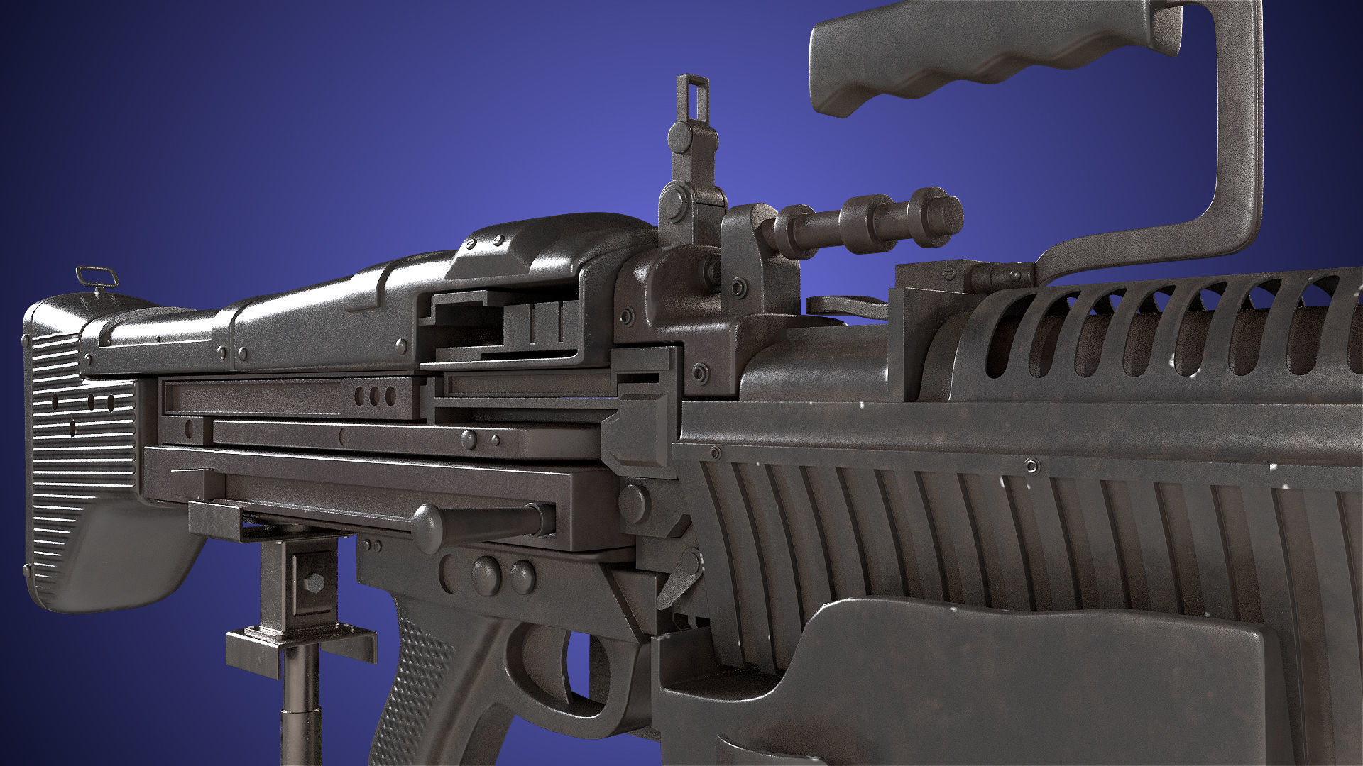 M60 Machine Gun04 PBR Unity UE Arnold V-Ray Textures Included Low-poly 3D model_18