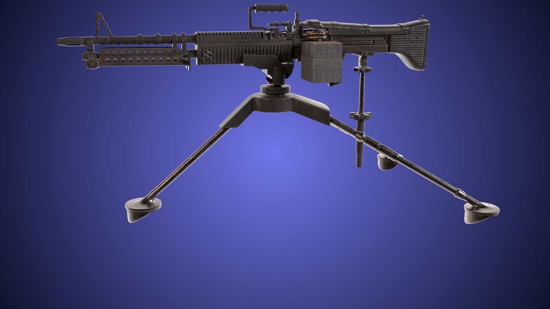 M60 Machine Gun04 PBR Unity UE Arnold V-Ray Textures Included Low-poly 3D model_11