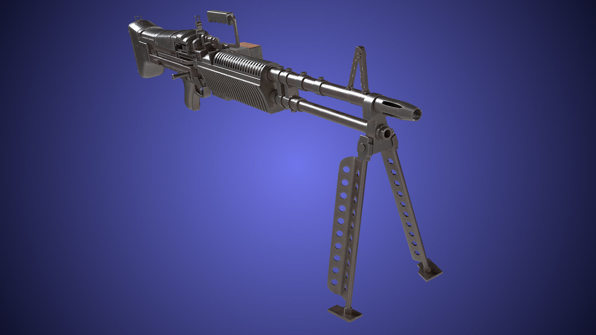 M60 Machine Gun04 PBR Unity UE Arnold V-Ray Textures Included Low-poly 3D model_30