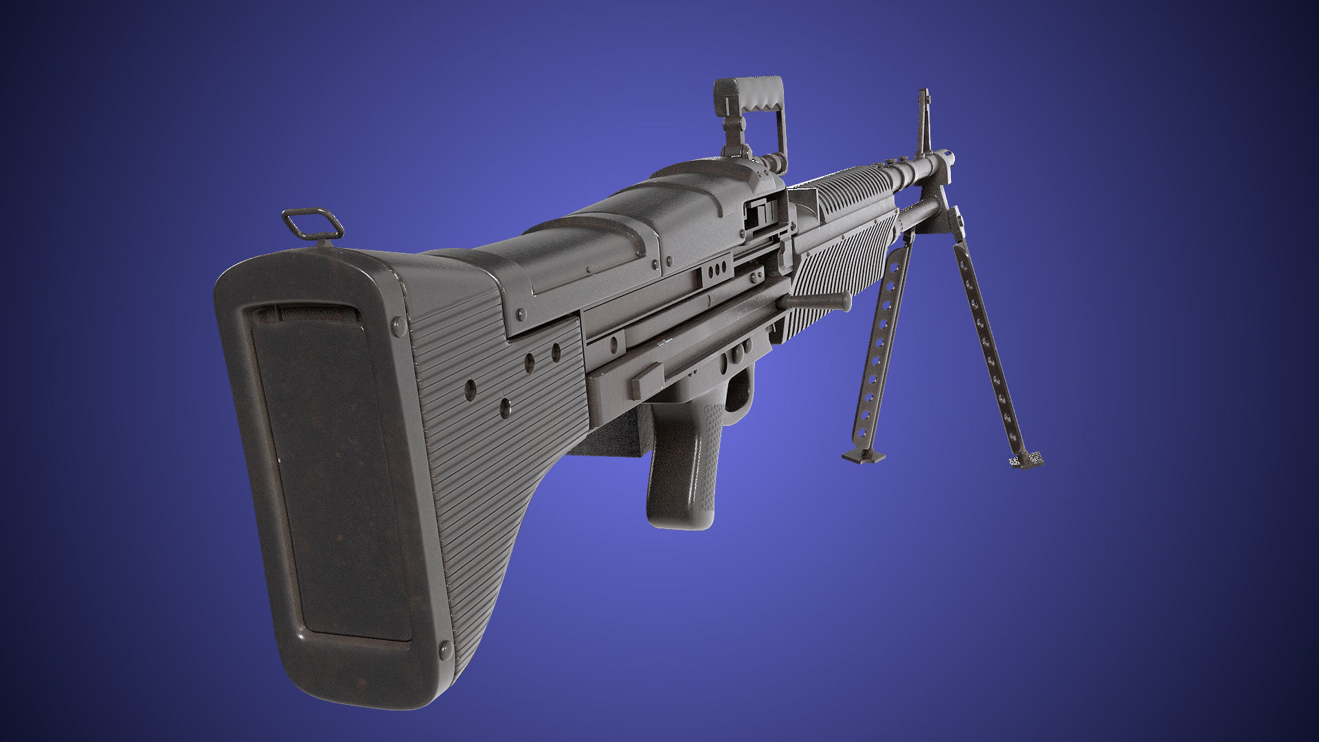 M60 Machine Gun04 PBR Unity UE Arnold V-Ray Textures Included Low-poly 3D model_28