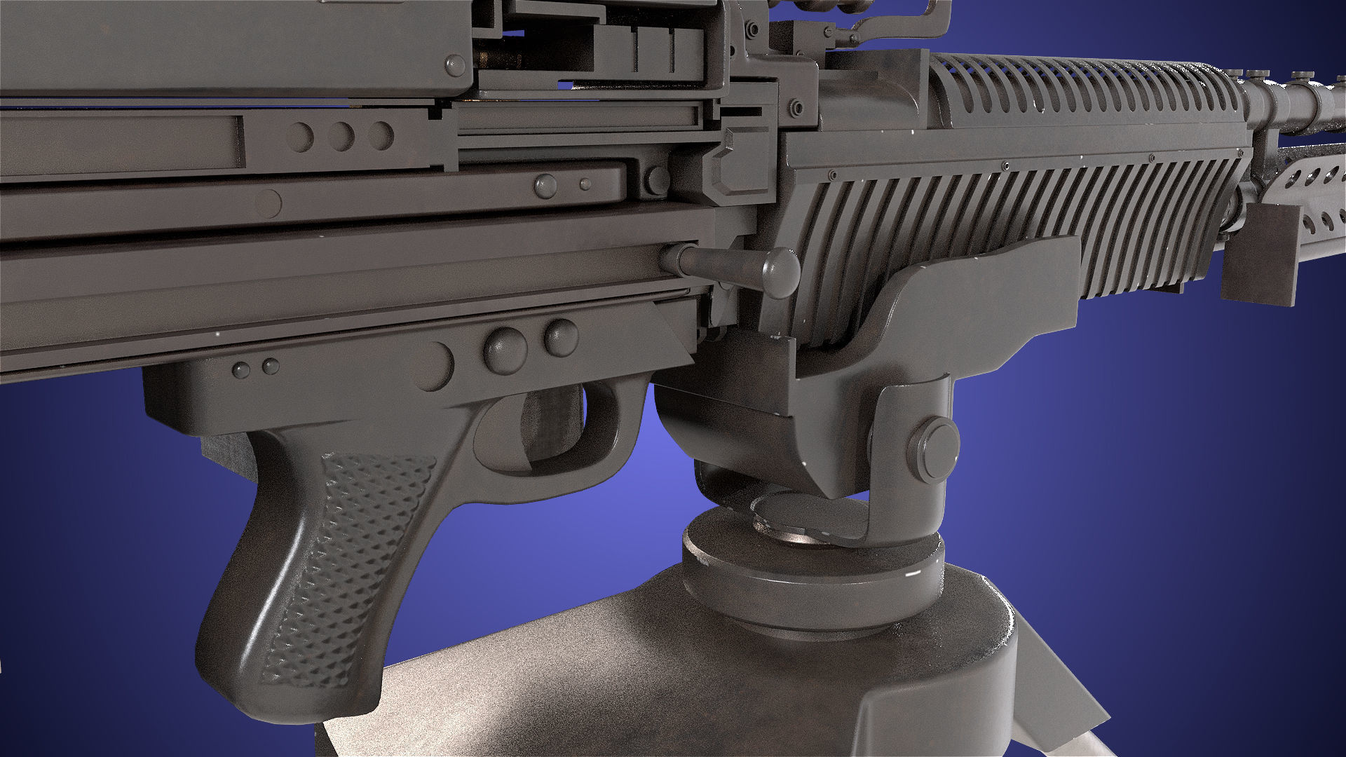 M60 Machine Gun04 PBR Unity UE Arnold V-Ray Textures Included Low-poly 3D model_19