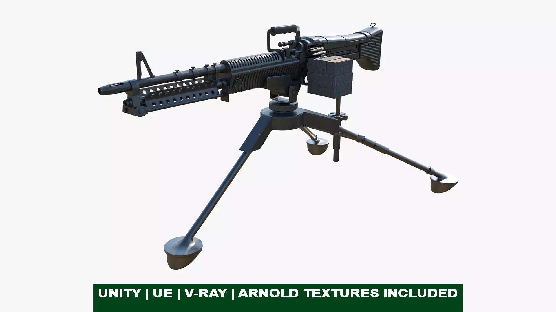 M60 Machine Gun04 PBR Unity UE Arnold V-Ray Textures Included Low-poly 3D model_0