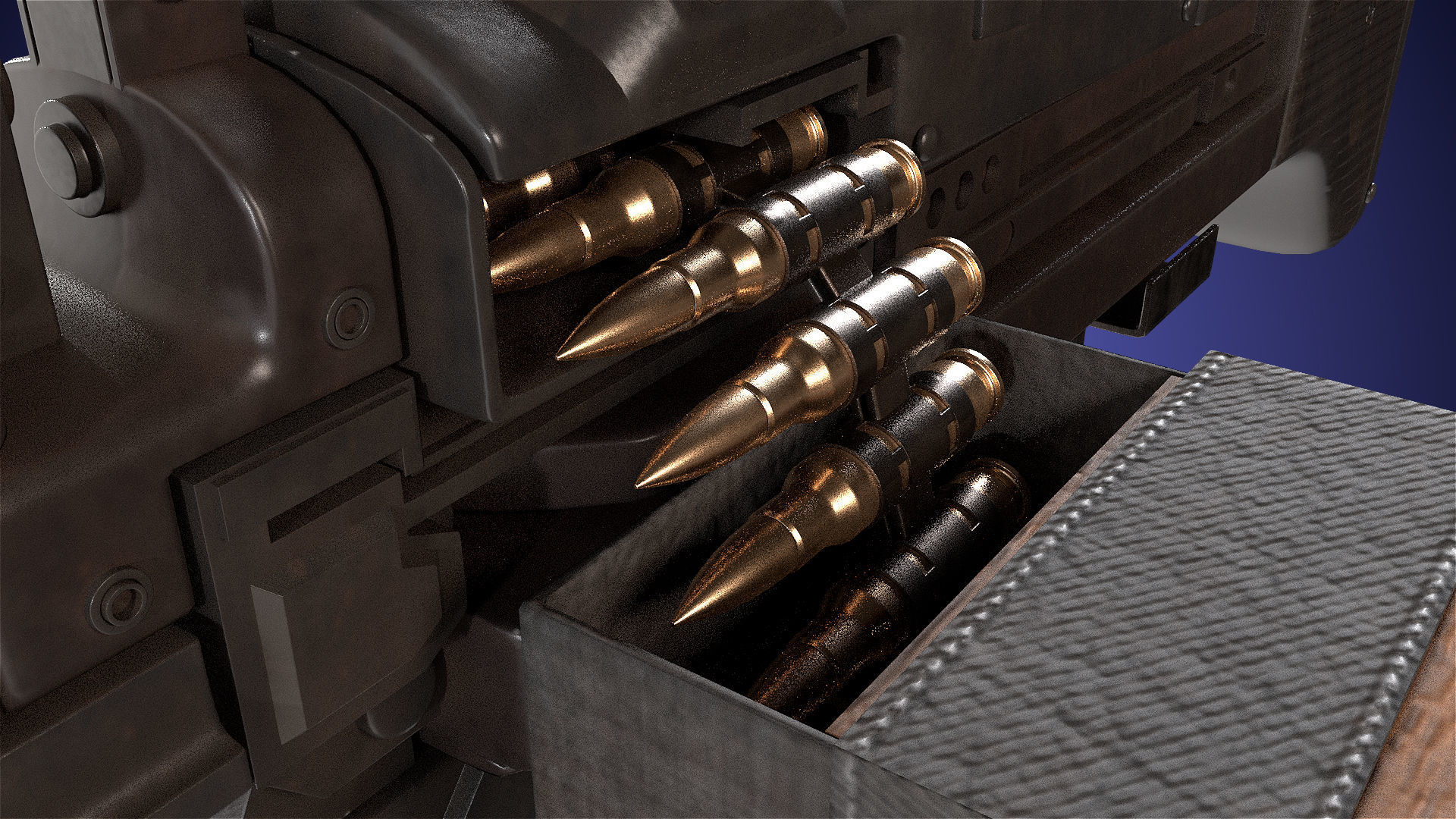 M60 Machine Gun04 PBR Unity UE Arnold V-Ray Textures Included Low-poly 3D model_21