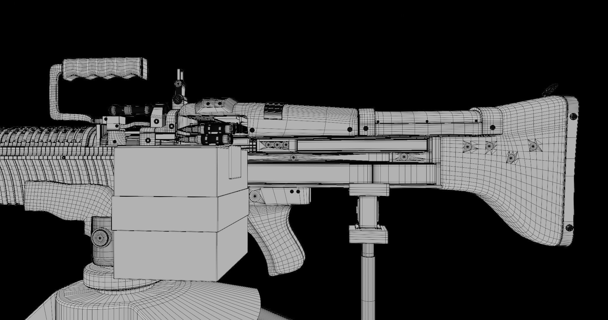 M60 Machine Gun04 PBR Unity UE Arnold V-Ray Textures Included Low-poly 3D model_39