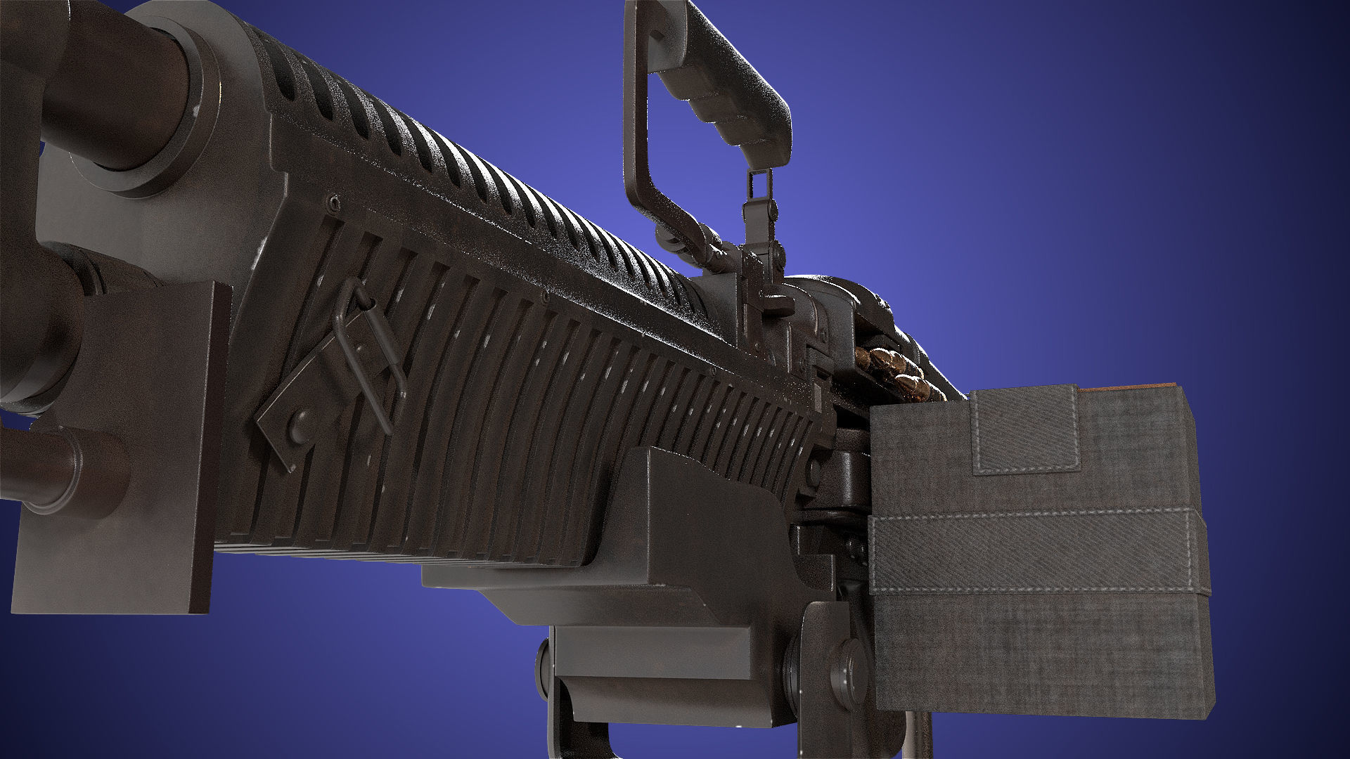 M60 Machine Gun04 PBR Unity UE Arnold V-Ray Textures Included Low-poly 3D model_27