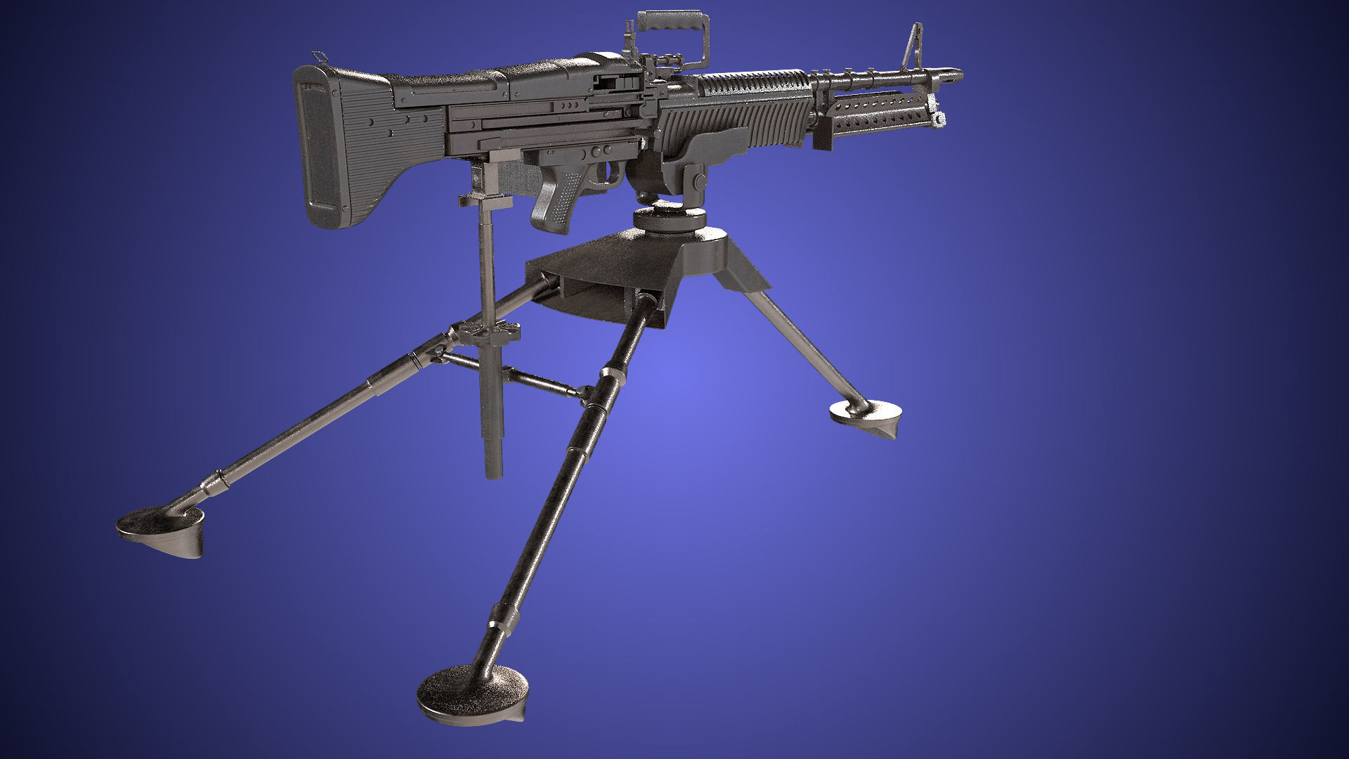 M60 Machine Gun04 PBR Unity UE Arnold V-Ray Textures Included Low-poly 3D model_7