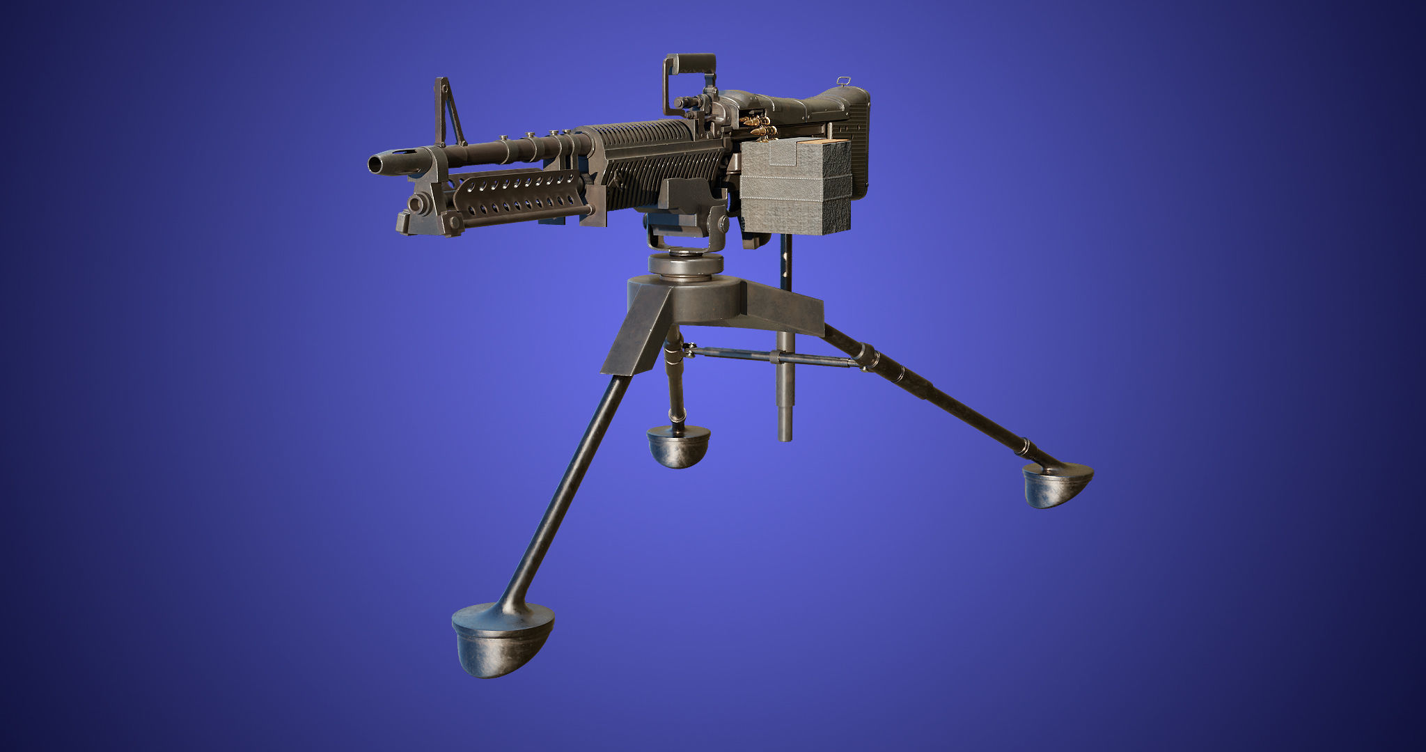 M60 Machine Gun04 PBR Unity UE Arnold V-Ray Textures Included Low-poly 3D model_3