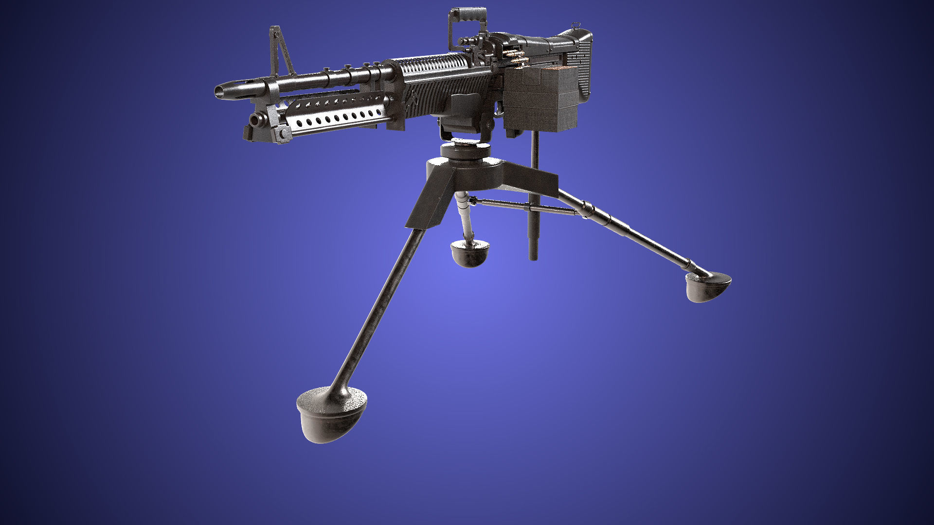 M60 Machine Gun04 PBR Unity UE Arnold V-Ray Textures Included Low-poly 3D model_12