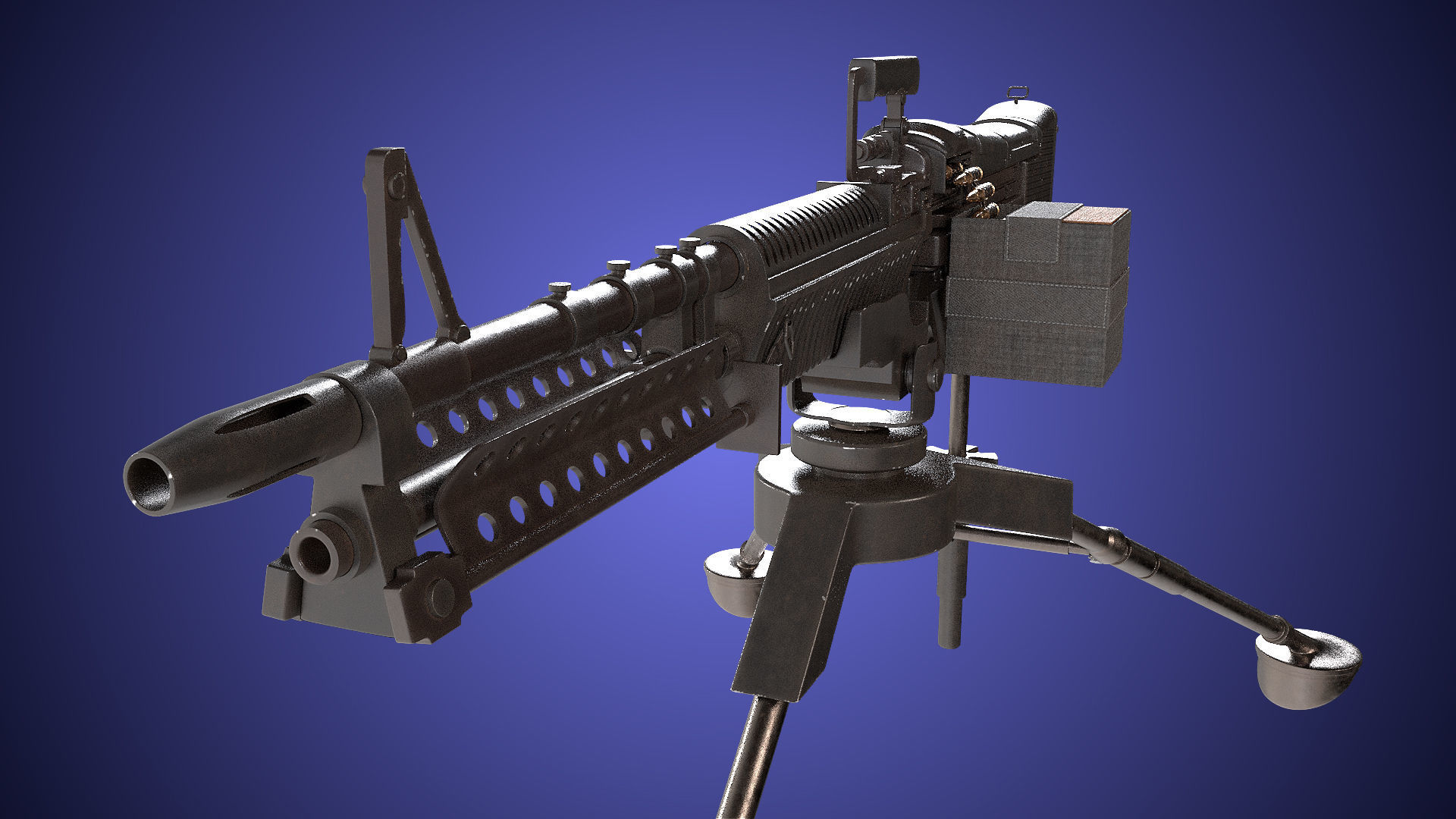 M60 Machine Gun04 PBR Unity UE Arnold V-Ray Textures Included Low-poly 3D model_17