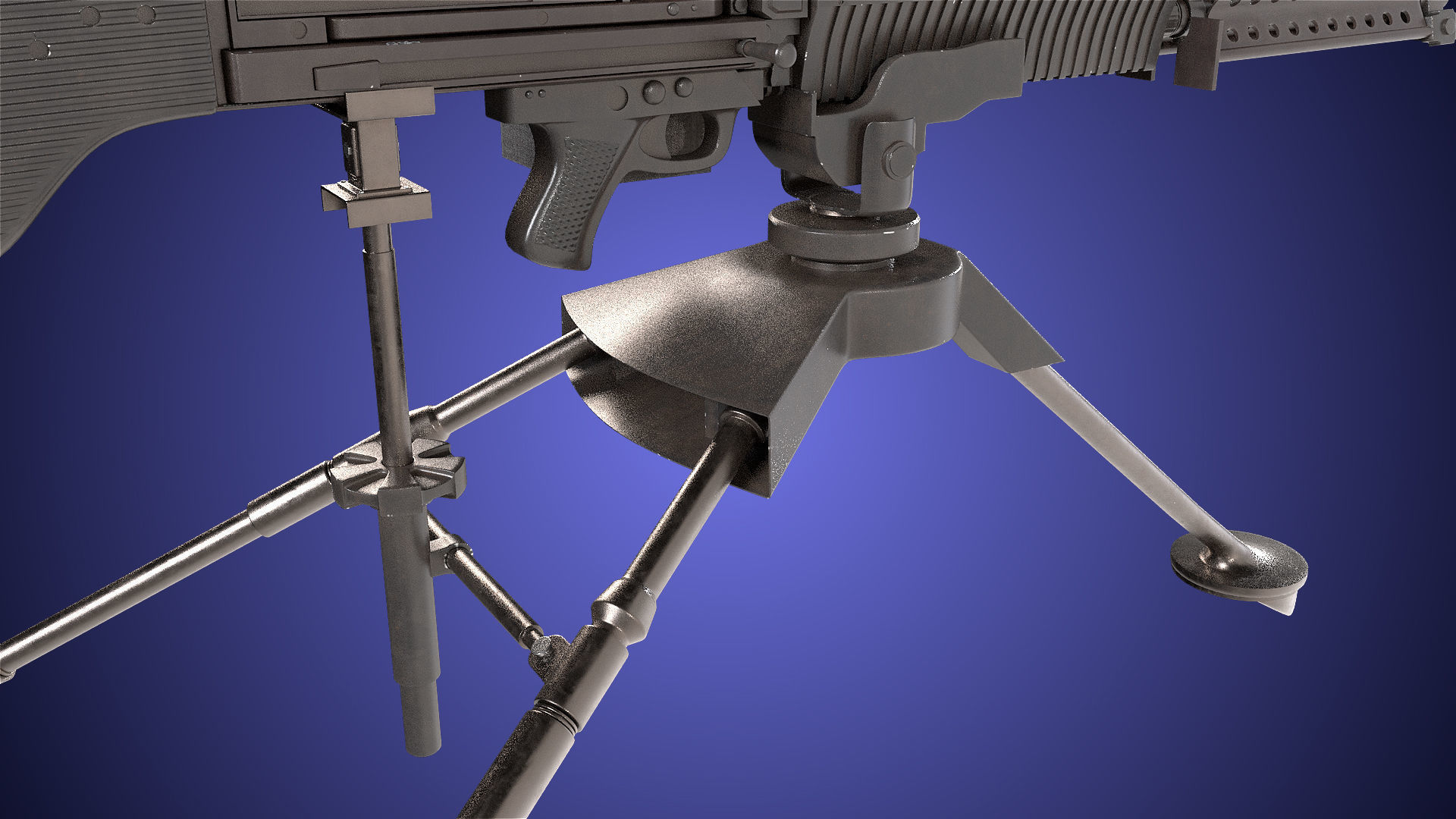 M60 Machine Gun04 PBR Unity UE Arnold V-Ray Textures Included Low-poly 3D model_25