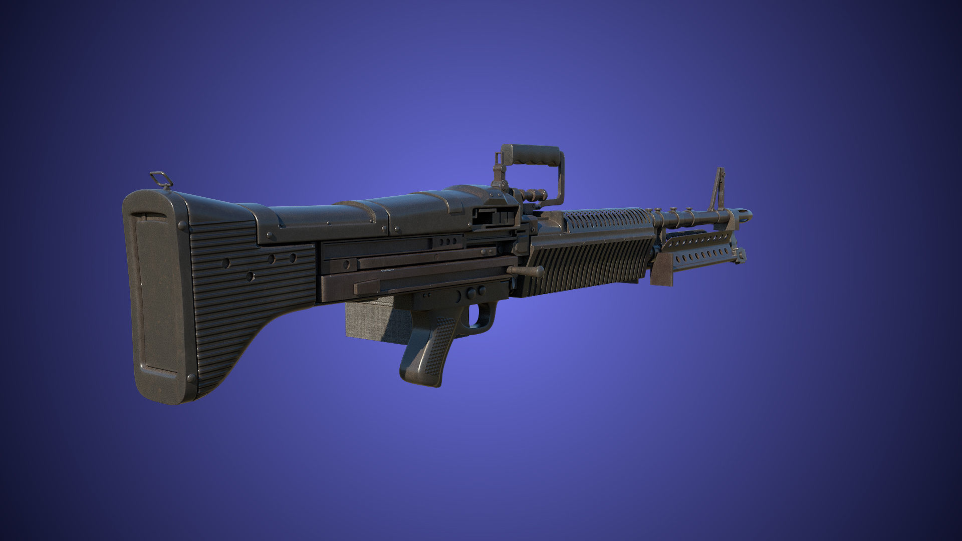 M60 Machine Gun04 PBR Unity UE Arnold V-Ray Textures Included Low-poly 3D model_5