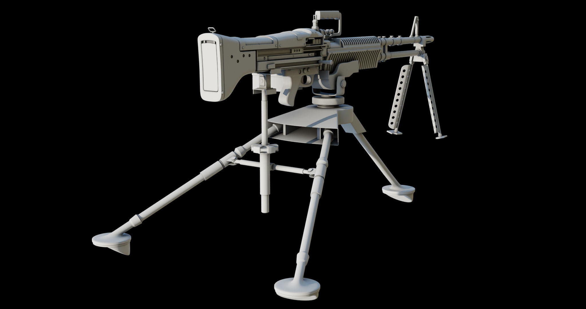 M60 Machine Gun04 PBR Unity UE Arnold V-Ray Textures Included Low-poly 3D model_33
