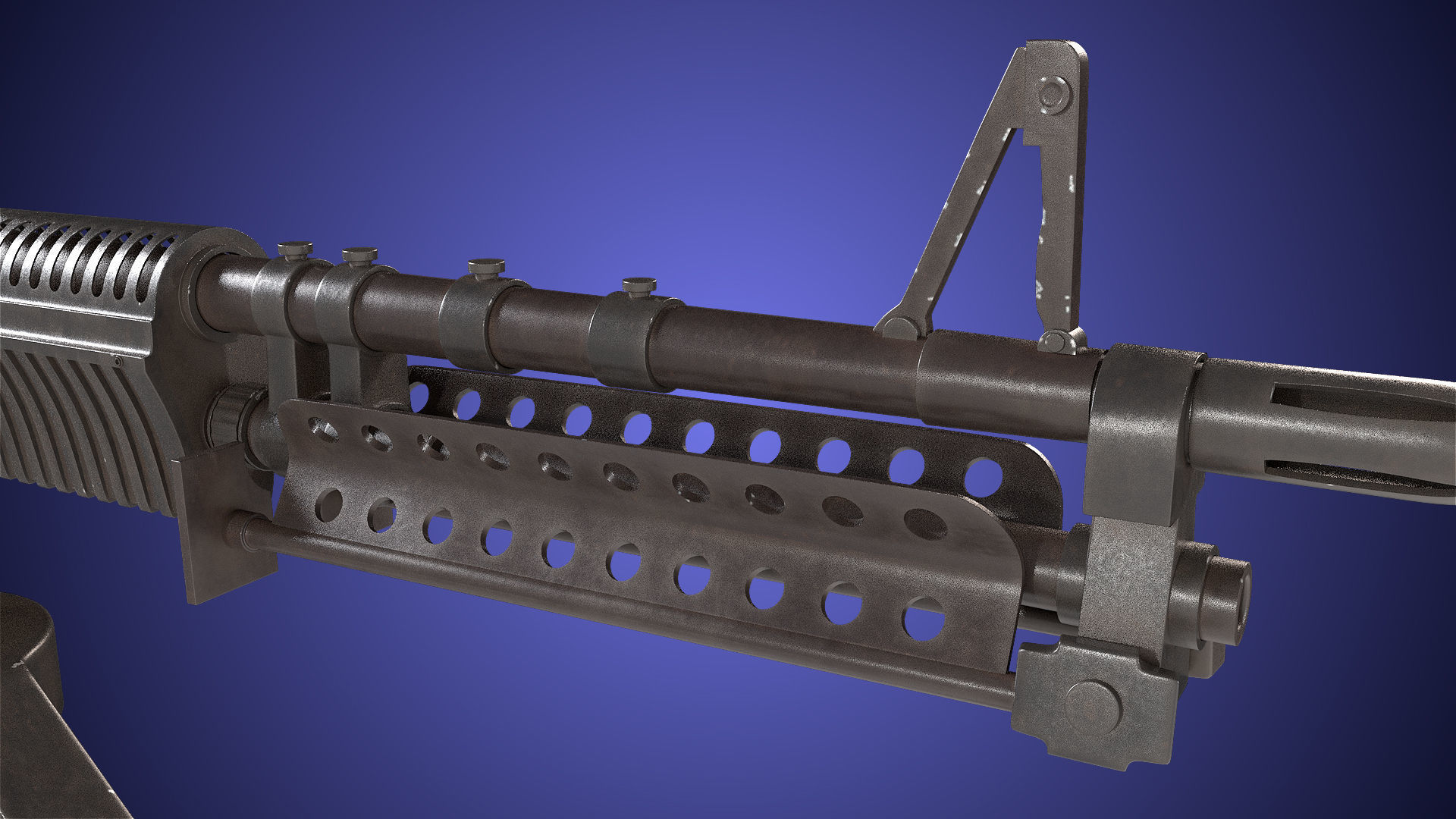 M60 Machine Gun04 PBR Unity UE Arnold V-Ray Textures Included Low-poly 3D model_23
