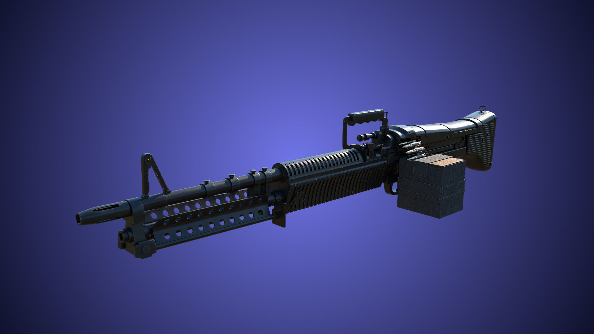 M60 Machine Gun04 PBR Unity UE Arnold V-Ray Textures Included Low-poly 3D model_13