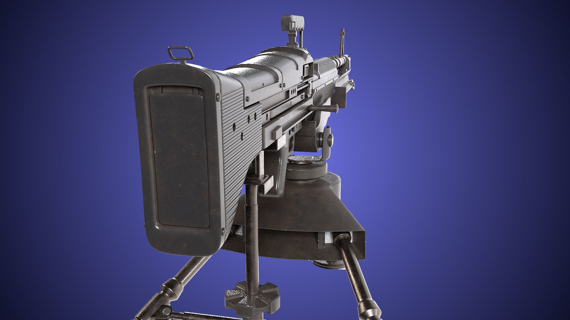 M60 Machine Gun04 PBR Unity UE Arnold V-Ray Textures Included Low-poly 3D model_15