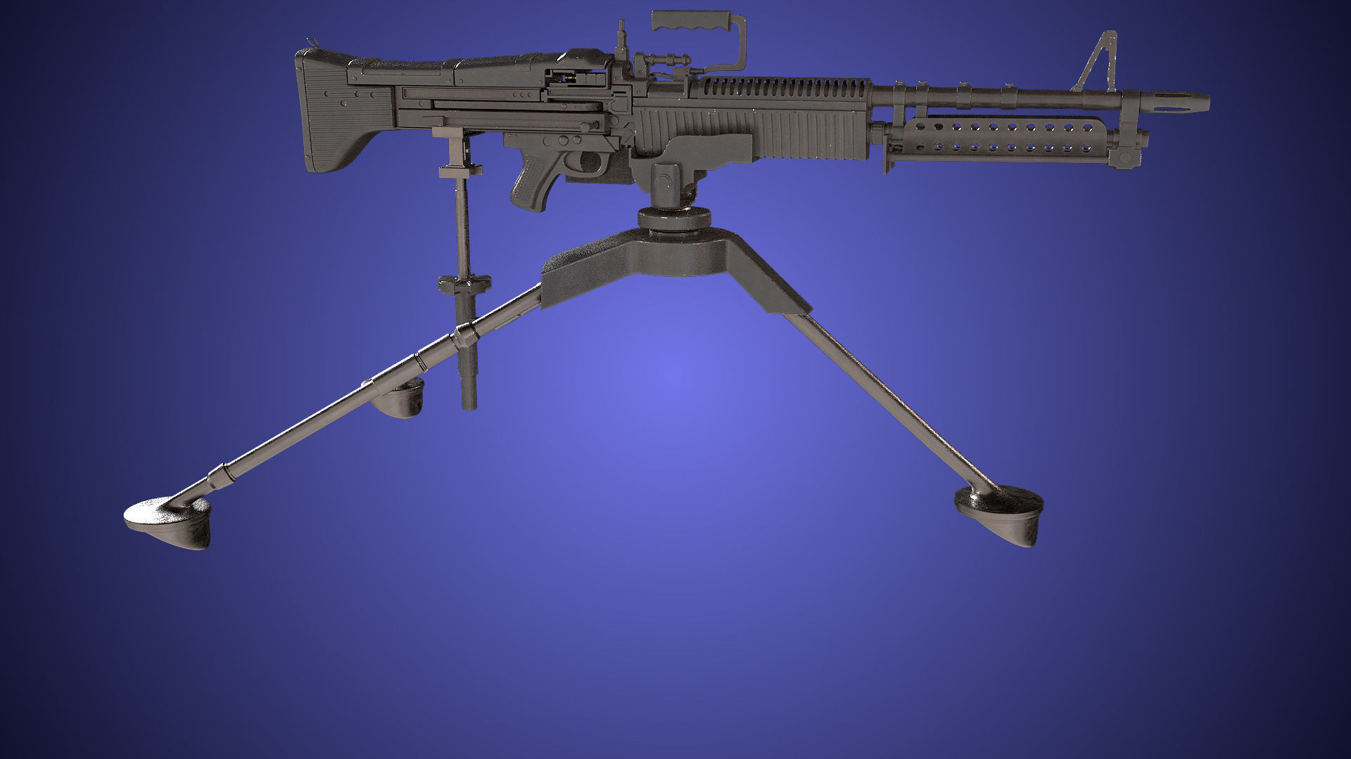 M60 Machine Gun04 PBR Unity UE Arnold V-Ray Textures Included Low-poly 3D model_6