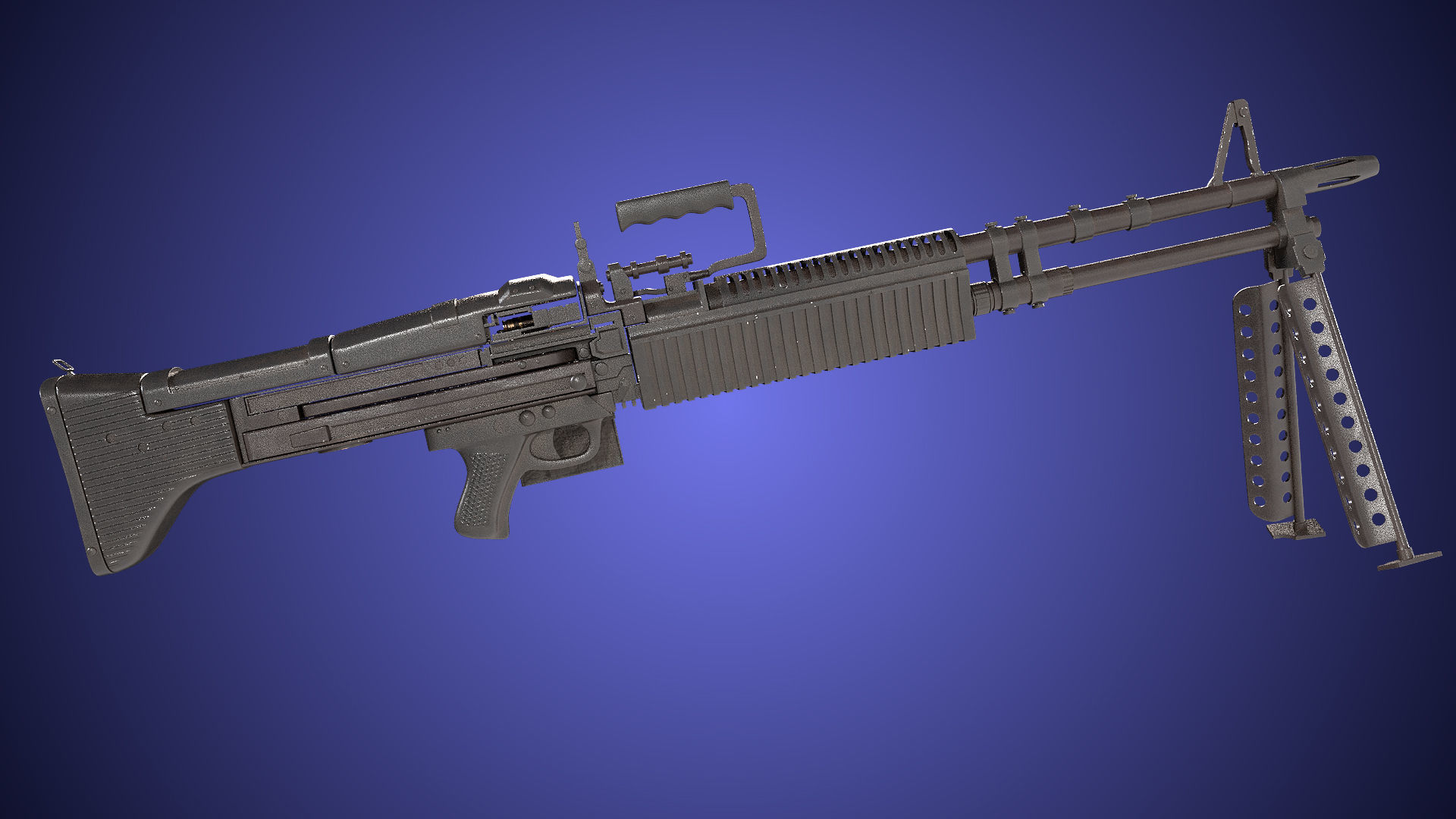 M60 Machine Gun04 PBR Unity UE Arnold V-Ray Textures Included Low-poly 3D model_29