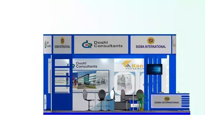This is a 3d exhibition stall model