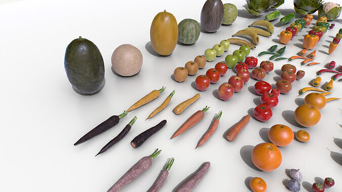 Fruits and Vegetables Pack Low-poly 3D model 3