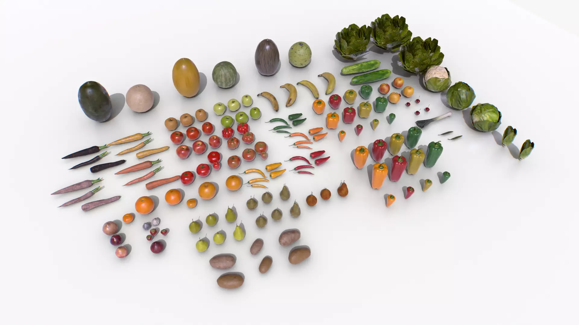 Fruits and Vegetables Pack Low-poly 3D model_0
