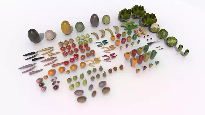 Fruits and Vegetables Pack Low-poly 3D model Fruits and Vegetables Pack Low-poly 3D model