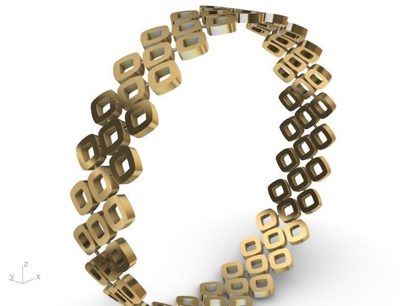 gold rhombus bangle stl verified  3D print model_5