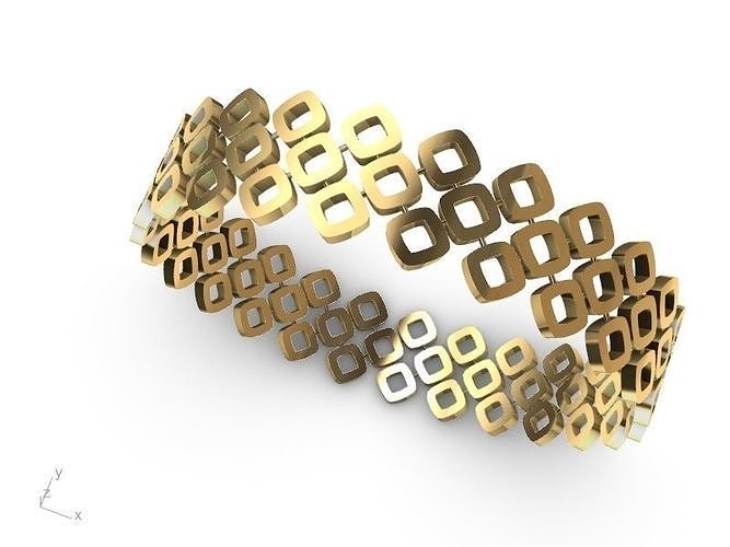 gold rhombus bangle stl verified  3D print model