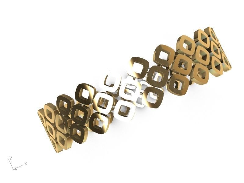gold rhombus bangle stl verified  3D print model_4