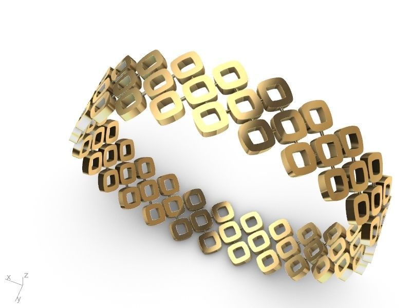 gold rhombus bangle stl verified  3D print model_8