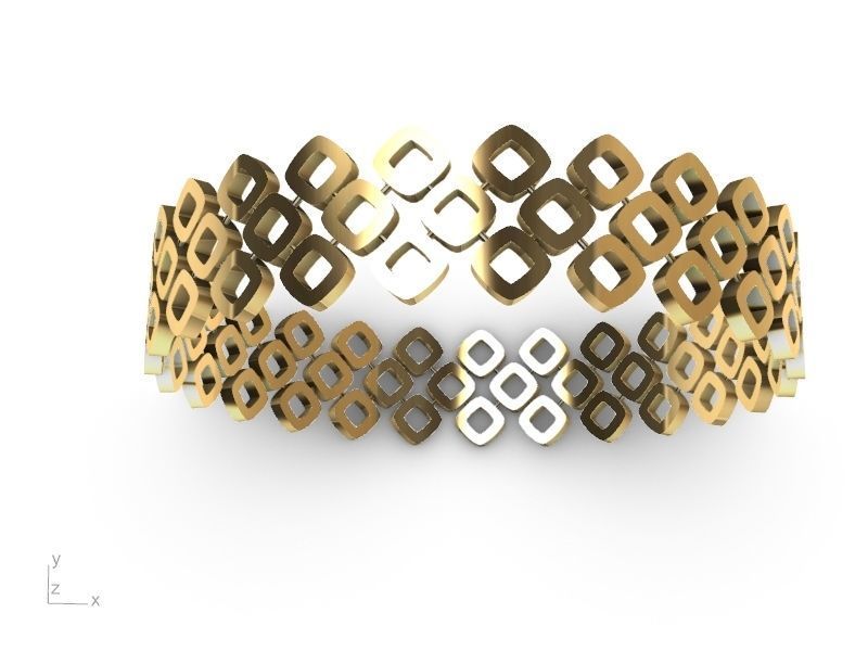 gold rhombus bangle stl verified  3D print model_1