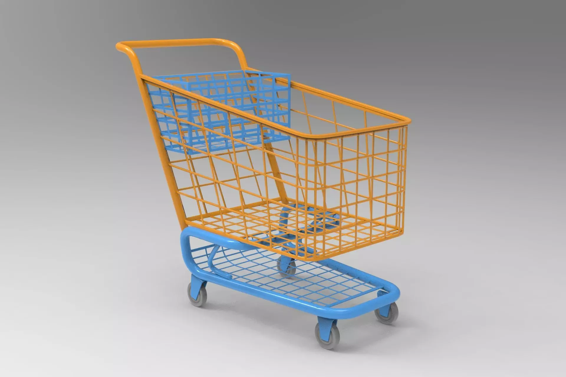 Supermarket Trolley Low-poly 3D model