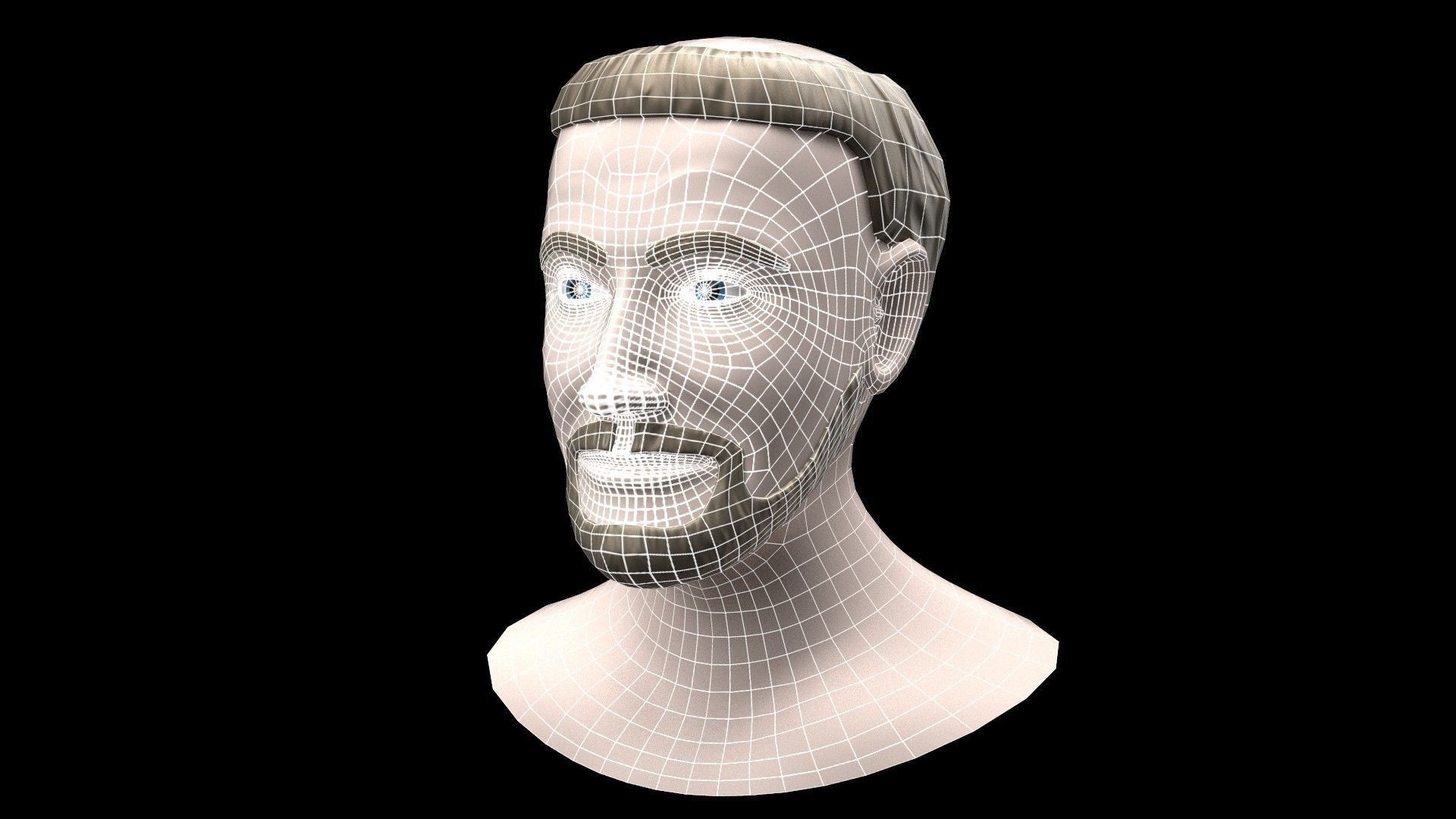 Joshua Pope Head Basemesh Low-poly 3D model_4