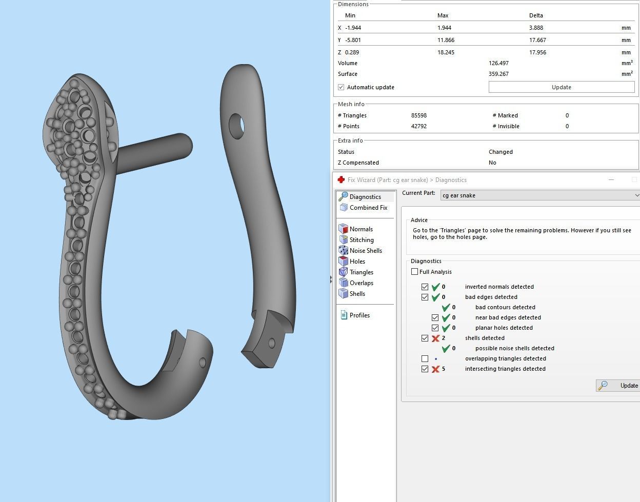 Snake Earrings 3D print model_11