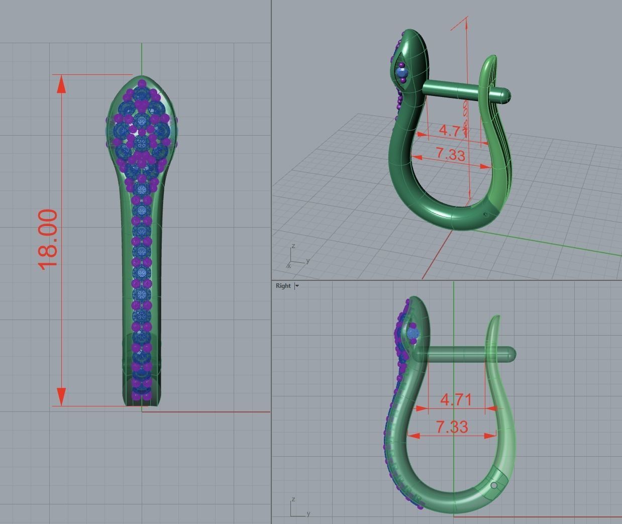 Snake Earrings 3D print model_1