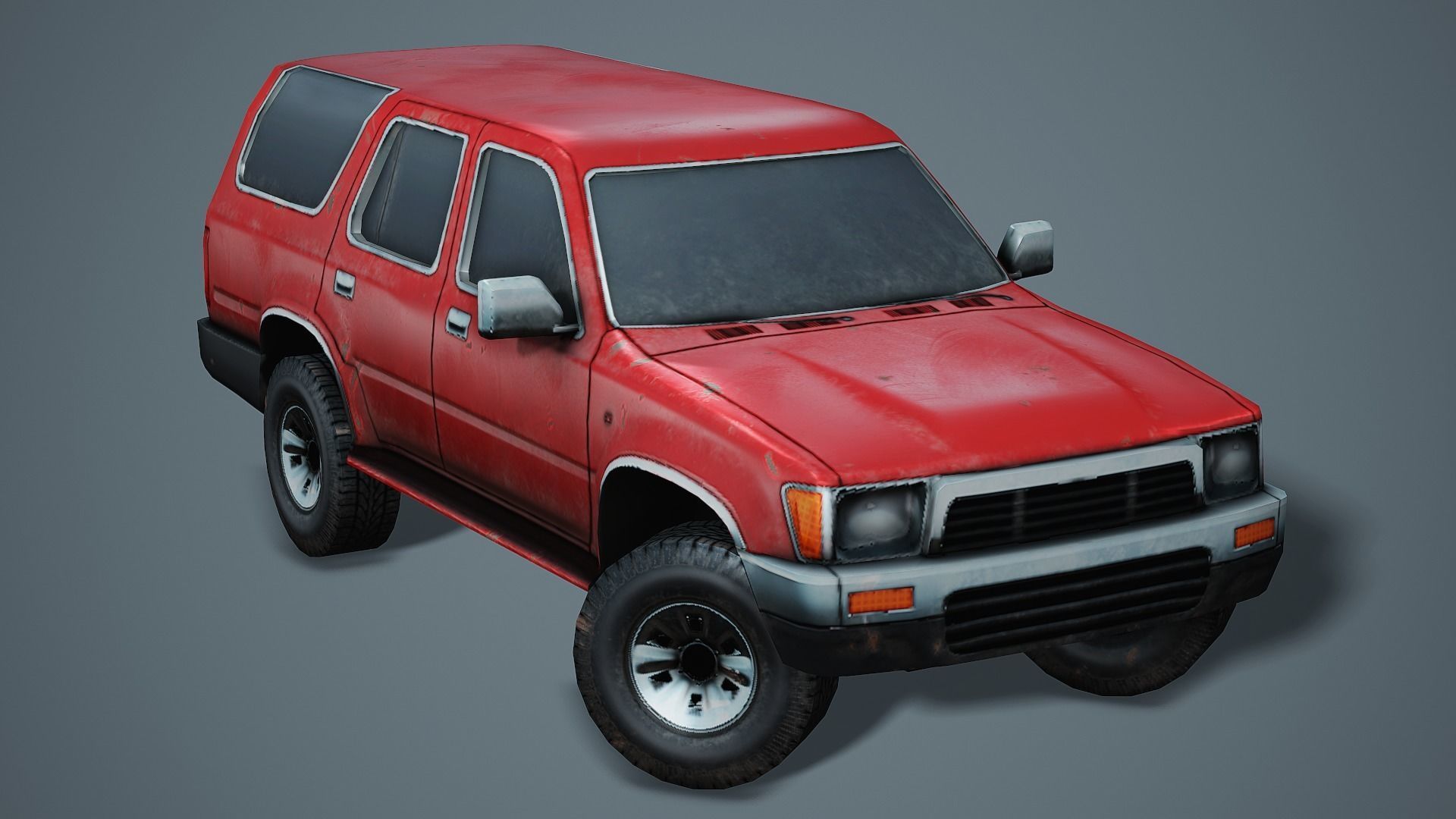 Old SUV Car -Red- - Low Poly Mobile Ready Low-poly 3D model_6