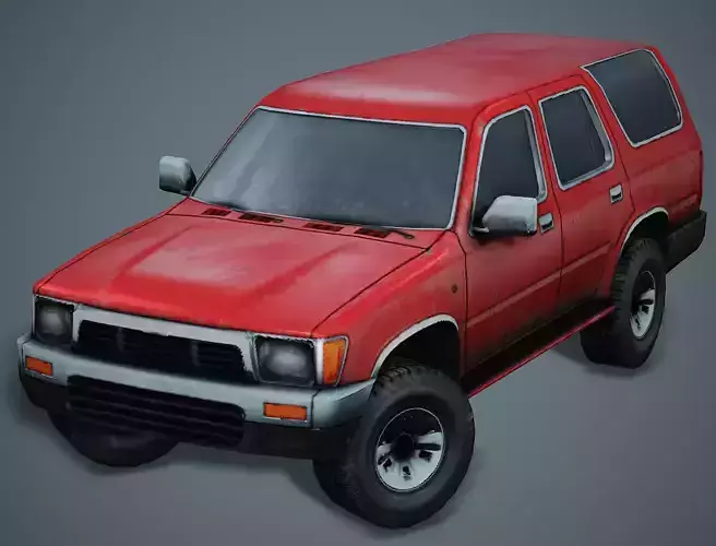 Old SUV Car -Red- - Low Poly Mobile Ready Low-poly 3D model