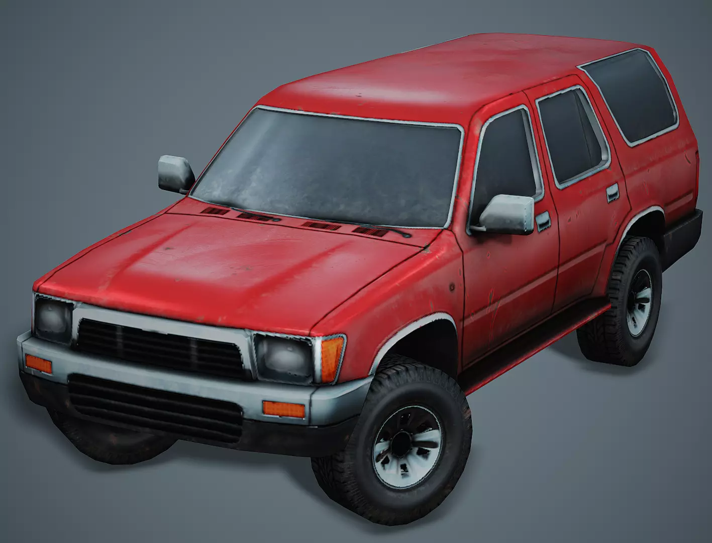 Old SUV Car -Red- - Low Poly Mobile Ready Low-poly 3D model_0