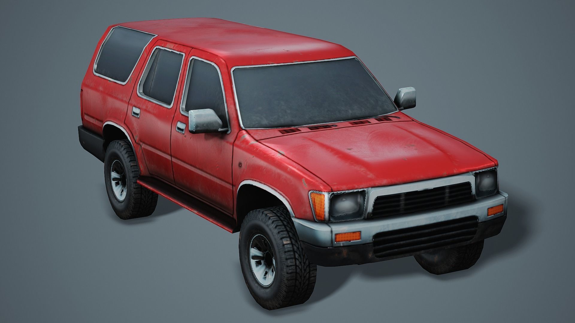 Old SUV Car -Red- - Low Poly Mobile Ready Low-poly 3D model_5