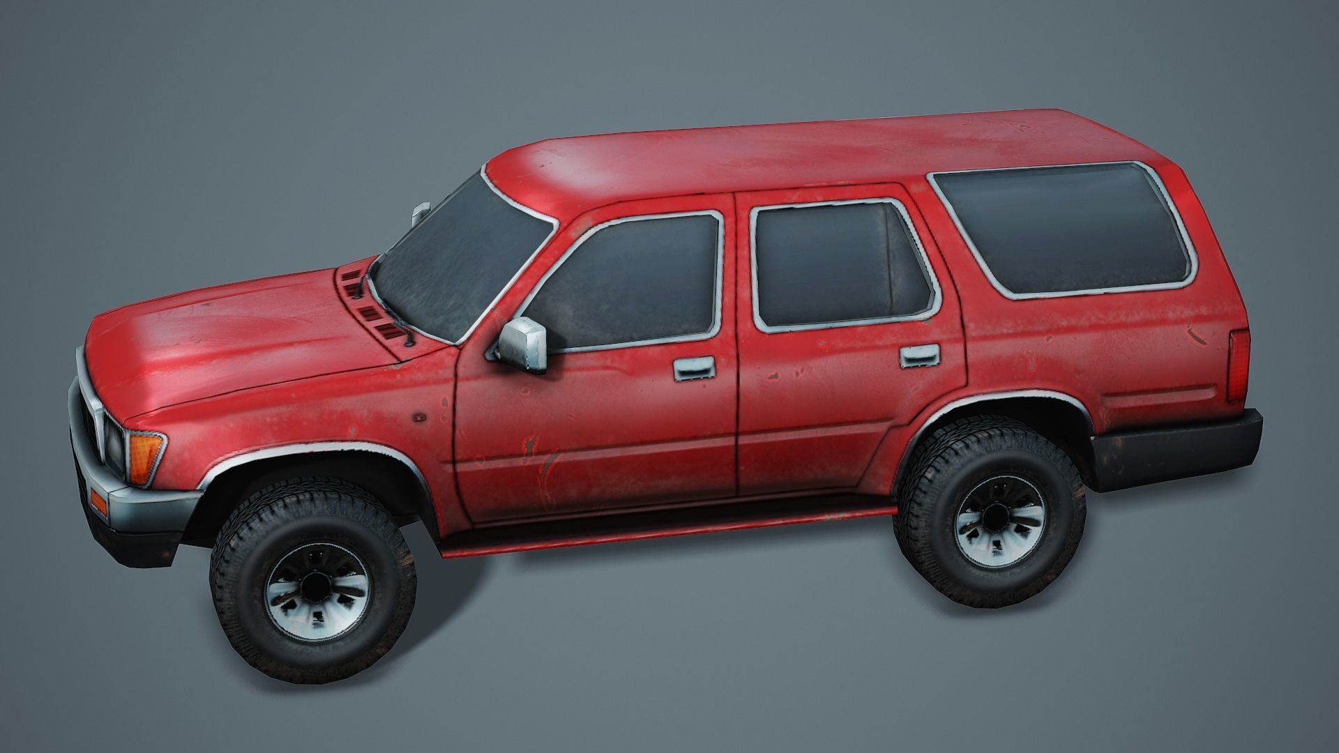 Old SUV Car -Red- - Low Poly Mobile Ready Low-poly 3D model_2