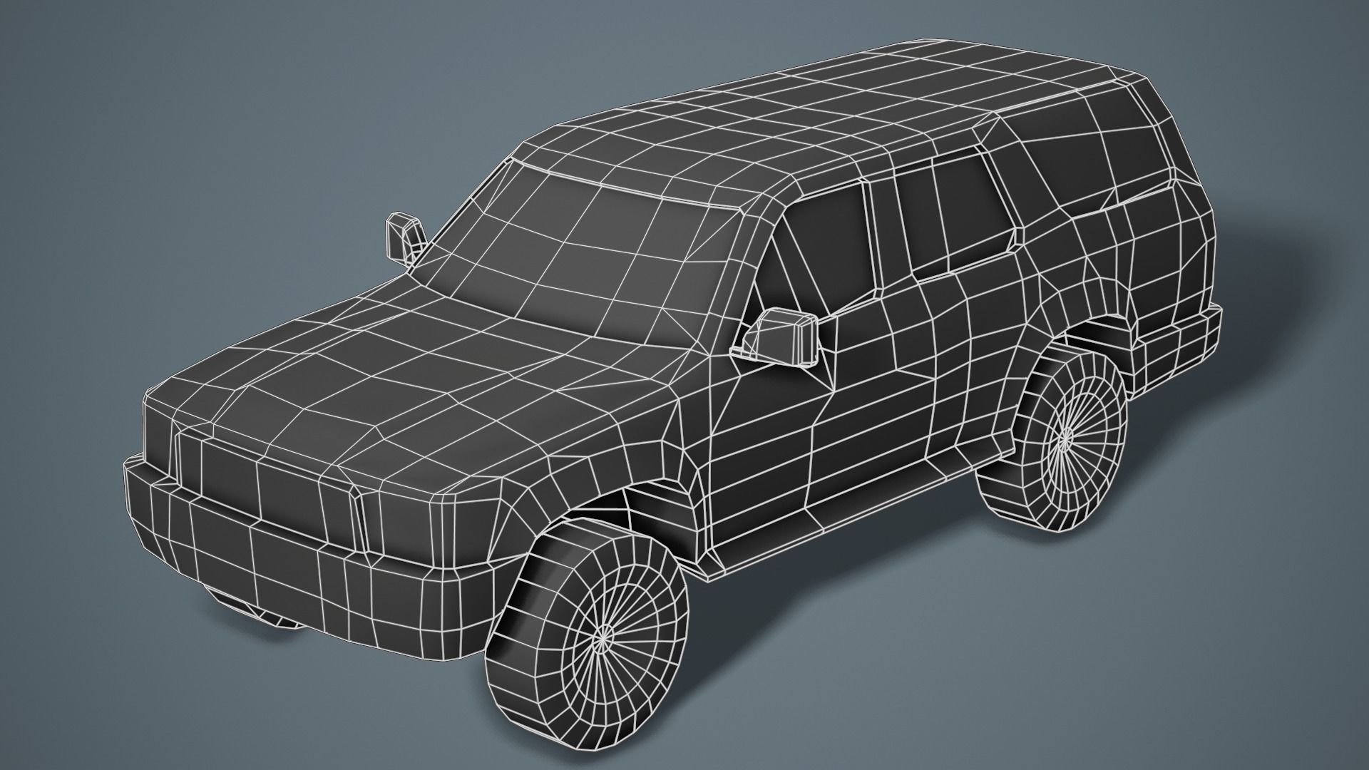Old SUV Car -Red- - Low Poly Mobile Ready Low-poly 3D model_7