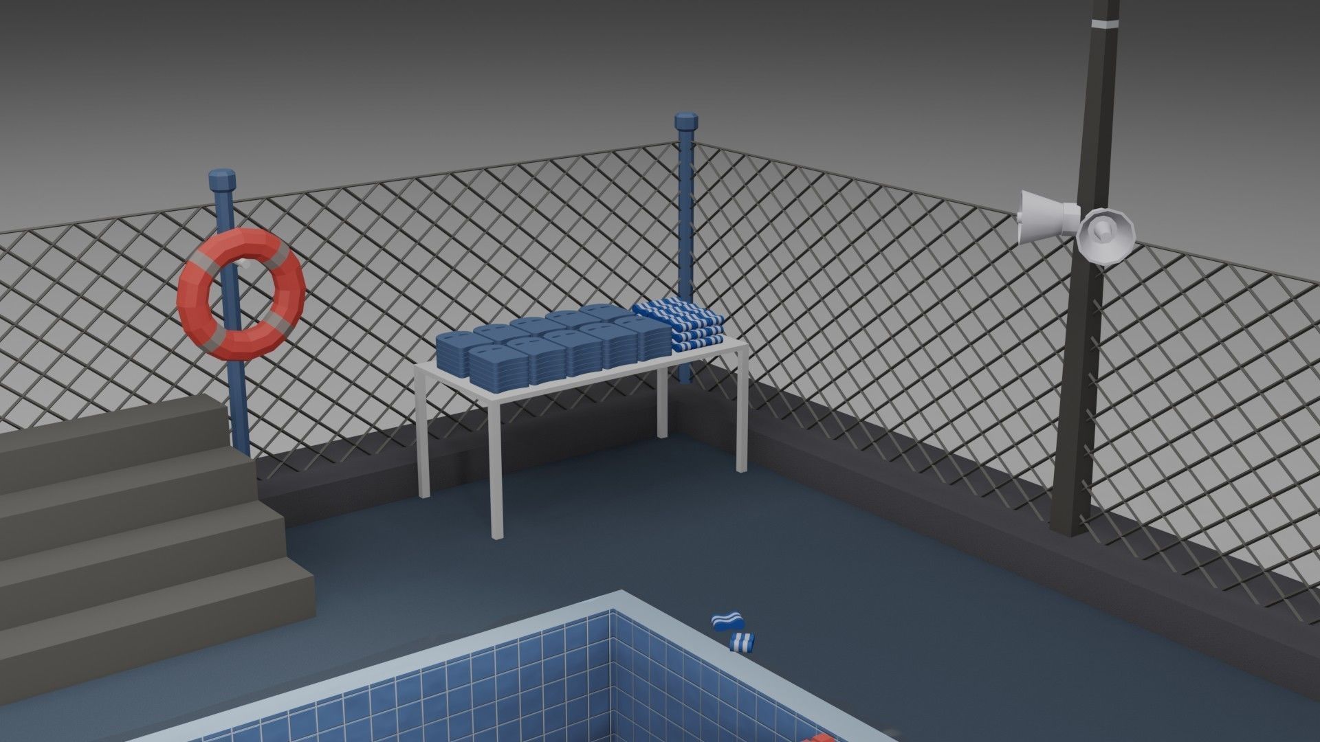Low Poly Swimming Pool Low-poly 3D model_7