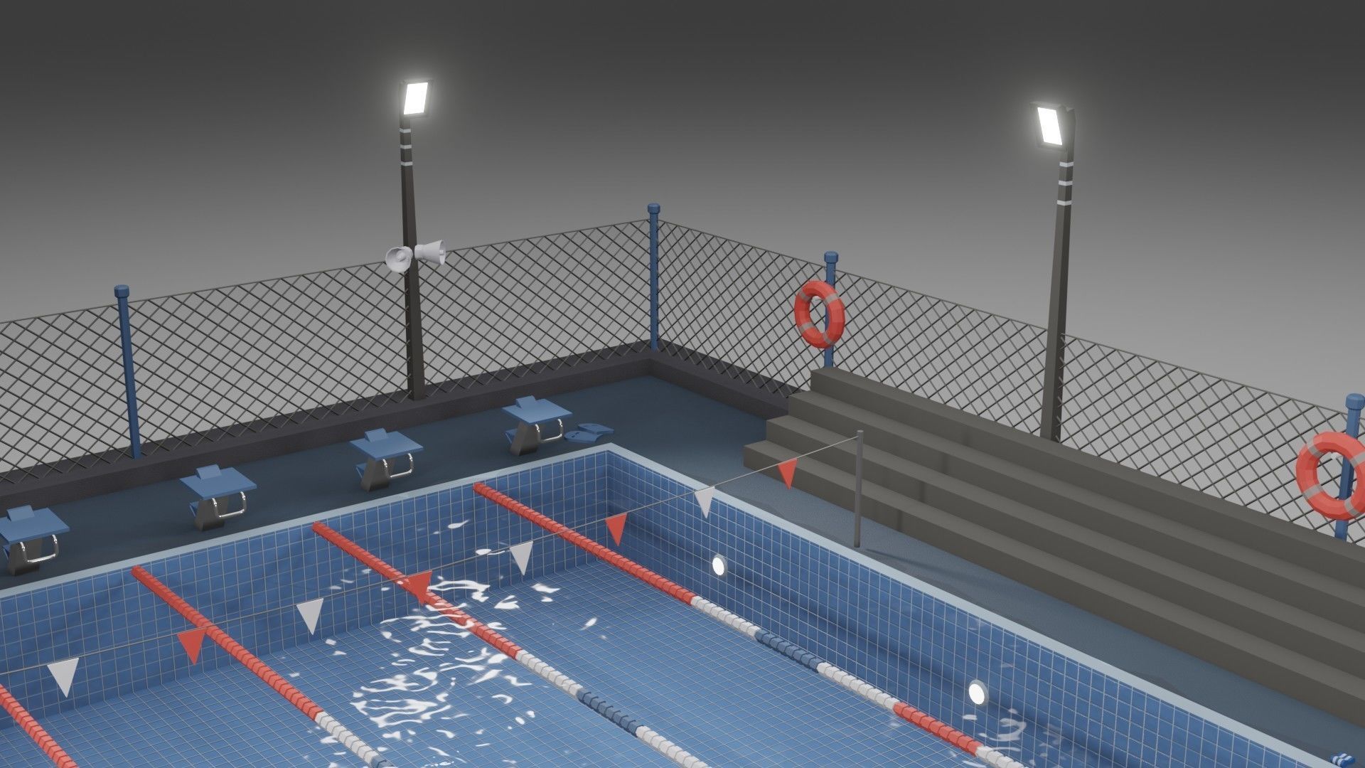 Low Poly Swimming Pool Low-poly 3D model_9