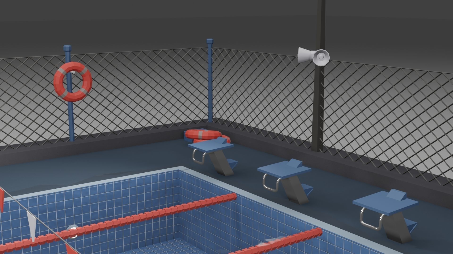 Low Poly Swimming Pool Low-poly 3D model_11