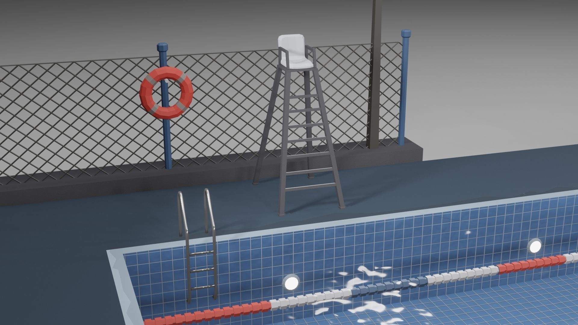 Low Poly Swimming Pool Low-poly 3D model_15