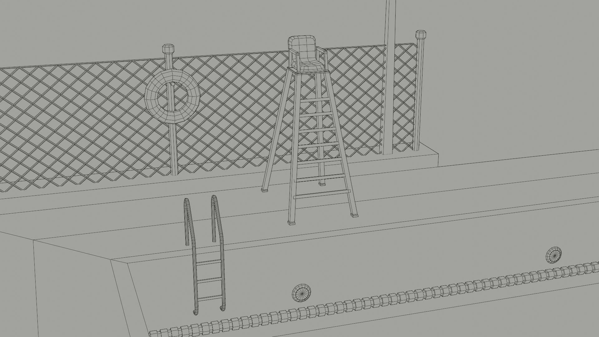 Low Poly Swimming Pool Low-poly 3D model_16